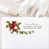 Élégant Rouge Poinsettia Étiquette de Noël (En situation)