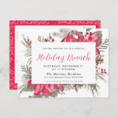 Elégant Rouge Poinsettia Fête Brunch Invitation P (Devant / Derrière)