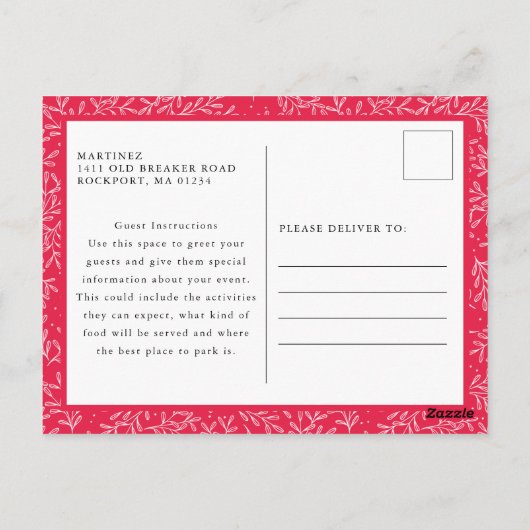 Elégant Rouge Poinsettia Fête Brunch Invitation P (Dos)