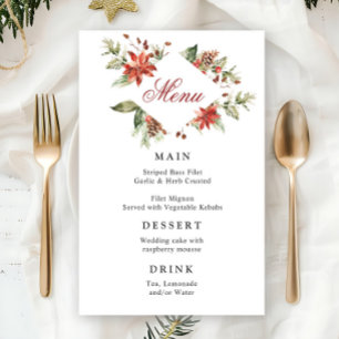 Elégant Rouge Poinsettia - Menu de mariage d'hiver