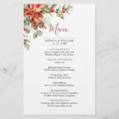 Elégant Rouge Poinsettia - Menu de mariage d'hiver (Devant)