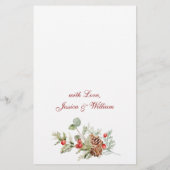 Elégant Rouge Poinsettia - Menu de mariage d'hiver (Dos)