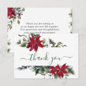 Elégant Rouge Poinsettia Pine Fir Aquarelle Merci  (Devant / Derrière)