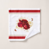 Elégant Rouge Roses Butterfly Gold (Gant de toilette)