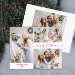 Élégant Rouge Script 5 Photo Collage Cartes de Noë<br><div class="desc">Calligraphie minimaliste élégante Rouge Script 5 Photo Collage "Joyeux Noël" Script Carte de vacances en rouge et blanc. Ce modèle de carte de vacances festive, simple et fantaisiste de cinq (5) photo présente un joli montage photo en grille et dit "Joyeux Noël"! Le texte de bienvenue "Joyeux Noël" écrit dans...</div>