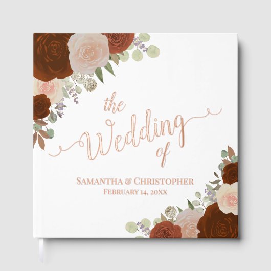 Elégant rouille Orange Boho Roses Mariage à huile (Recto)