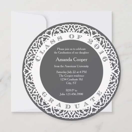 Elegant Round Border Border Photo Afstuderen Invit Kaart (Achterkant)