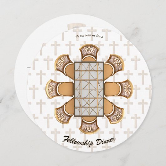 Elegant Round Fellowship Dinner Invitation Kaart (Voorkant / Achterkant)