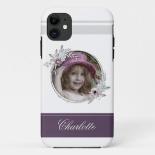 Elegant Round Flower Afbeelding Lijst Burgundy Fot iPhone 11 Hoesje