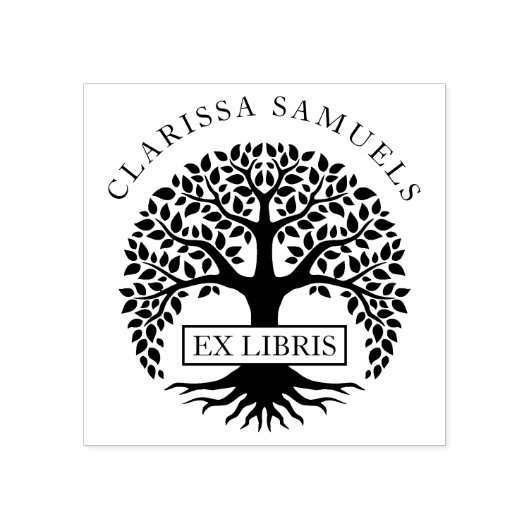 Elegant Round Tree Aangepaste naam Ex libris Rubberstempel (Afrduk)
