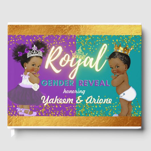 Elegant Royal African Gender onthullen Paars en Bl Gastenboek (Voorkant)