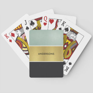 ELEGANT ROYAL AQUA BLUE GOLD BLACK STRIPS POKERKAARTEN