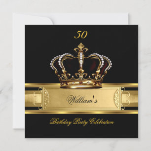 Elegant Royal Black Gold Birthday Prince King 3 Kaart