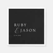 Elegant Royal Black & White Script Wedding Servet (Voorkant)