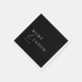 Elegant Royal Black & White Script Wedding Servet (Hoek)