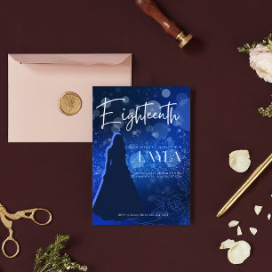 Elégant Royal Blue 18th Birthday Invitation