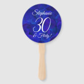 Elegant Royal Blue 30 en Flirty Birthday Handwaaier (Achterkant)