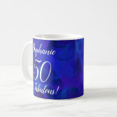 Elegant Royal Blue 50 en Fabulous Birthday Koffiemok (Voorkant links)