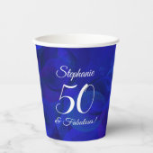 Elegant Royal Blue 50 en Fabulous Birthday Party Papieren Bekers (Voorkant)