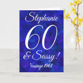 Elegant Royal Blue 60 en Sassy Birthday Kaart (Gele Bloem)