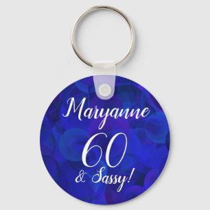 Elegant Royal Blue 60 en Sassy Birthday Name Sleutelhanger