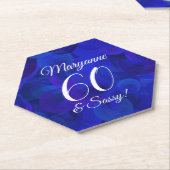 Elegant Royal Blue 60 en Sassy Birthday Party Kartonnen Onderzetters (Schuin)