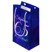 Elegant Royal Blue 65 & Gepensioneerd Pensioenfees Klein Cadeauzakje (Voorkant Gekanteld)