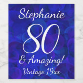 Elegant Royal Blue 80 en Amazing Birthday Party Wijn Etiket (Enkel label)
