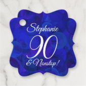 Elegant Royal Blue 90 en Amazing Birthday Party Bedankjes Labels (Voorkant)