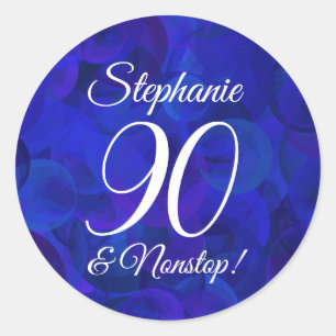 Elegant Royal Blue 90 en Nonstop Birthday Favor Ronde Sticker