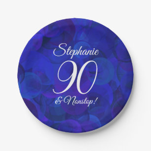 Elegant Royal Blue 90 en Nonstop Birthday Party Papieren Bordje