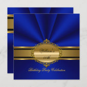 Elegant Royal Blue Birthday Party Mannen Mans Kaart (Voorkant / Achterkant)
