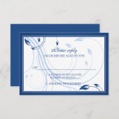 Elégant Royal Blue Blanc Mariage RSVP Carte de rép (Devant / Derrière)