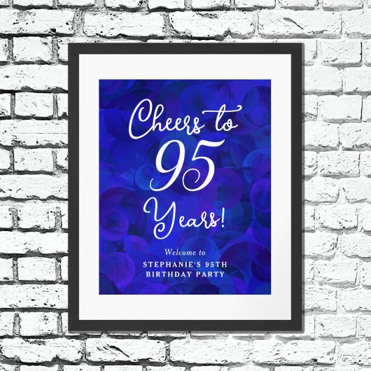 Elegant Royal Blue Cheers naar 95 jaar verjaardag Poster