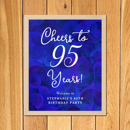 Elegant Royal Blue Cheers naar 95 jaar verjaardag Poster