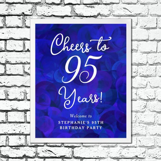 Elegant Royal Blue Cheers naar 95 jaar verjaardag Poster
