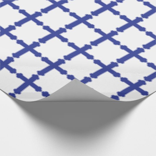 Elegant Royal Blue Cross Cadeaupapier (Hoek)