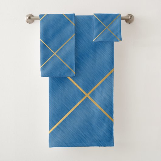ELEGANT ROYAL BLUE DESIGN BATH TOWEL SET BAD HANDDOEK (Insitu)