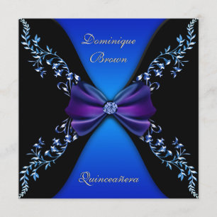 Elegant Royal Blue Diamond Bow Kaart