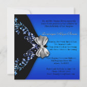 Elegant Royal Blue Diamond Bow Kaart (Achterkant)