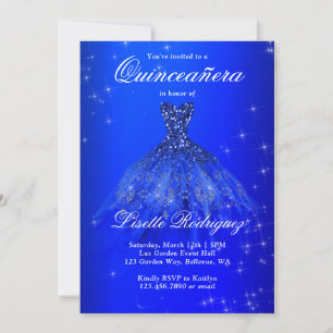 Elegant Royal Blue Dress Quinceanera Kaart