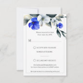 Elégant Royal Blue et blanc Floral RSVP (Devant)