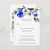 Elégant Royal Blue et blanc Floral RSVP (Devant / Derrière)