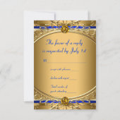 Elégant Royal Blue et Gold Wedding RSVP (Dos)