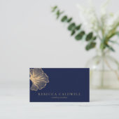 Elegant Royal Blue Floral QR Code Visitekaartje (Staand voorkant)