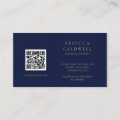 Elegant Royal Blue Floral QR Code Visitekaartje (Achterkant)