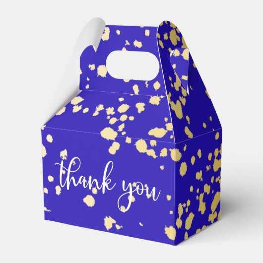Elegant Royal Blue Gold Glitter Favor Box Bedankdoosjes (Voorkant Zijde)