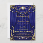 Elegant Royal Blue Gold Pearl Drapes Kaart (Voorkant)