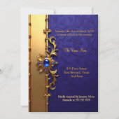Elegant Royal Blue Gold verjaardagsfeest Kaart (Achterkant)