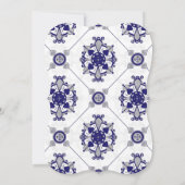 Elegant Royal Blue Grey Medallion Rehearsal Dinner Kaart (Achterkant)